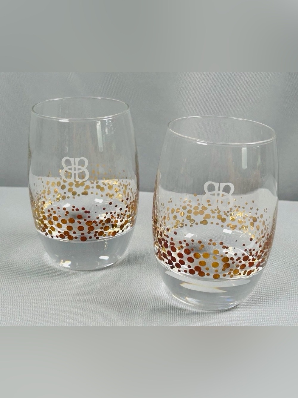 Vintage Bailey’s Irish Cream Gold confetti etched low ball rocks Glasses (2)
